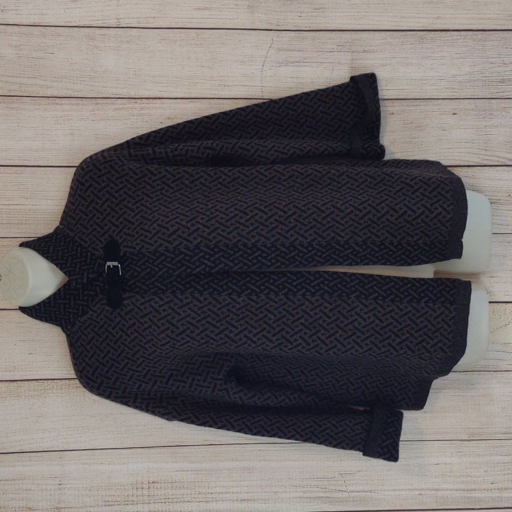 CHIARAMENTE stylish sweater/ jacket Italian made wool-blend  black brown small